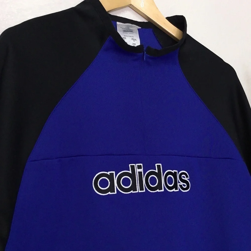 Adidas Bright Blue and Black Quarter Zip Sweatshirt